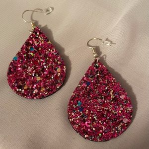 Earrings: Multi Pink Glitter